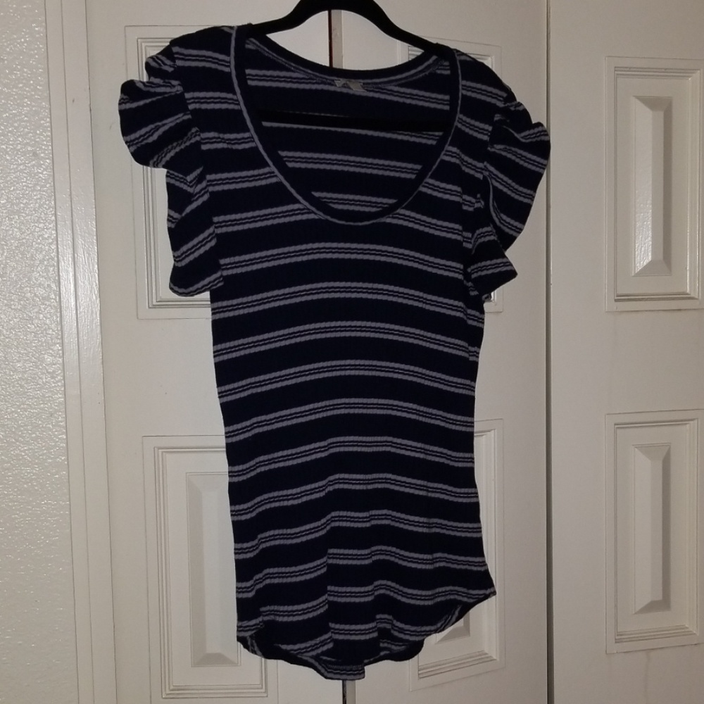 Gray and Navy striped blouse
